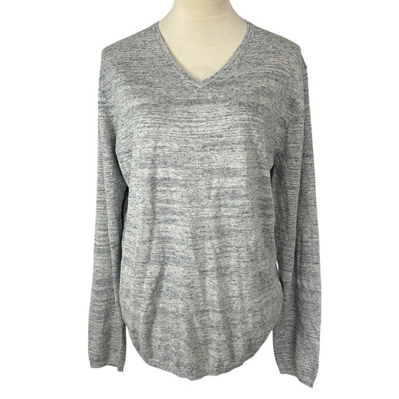 French Connection Sweaters - French Connection V-Neck Sweater Lightweight Knit Pullover Heather Gray Medium